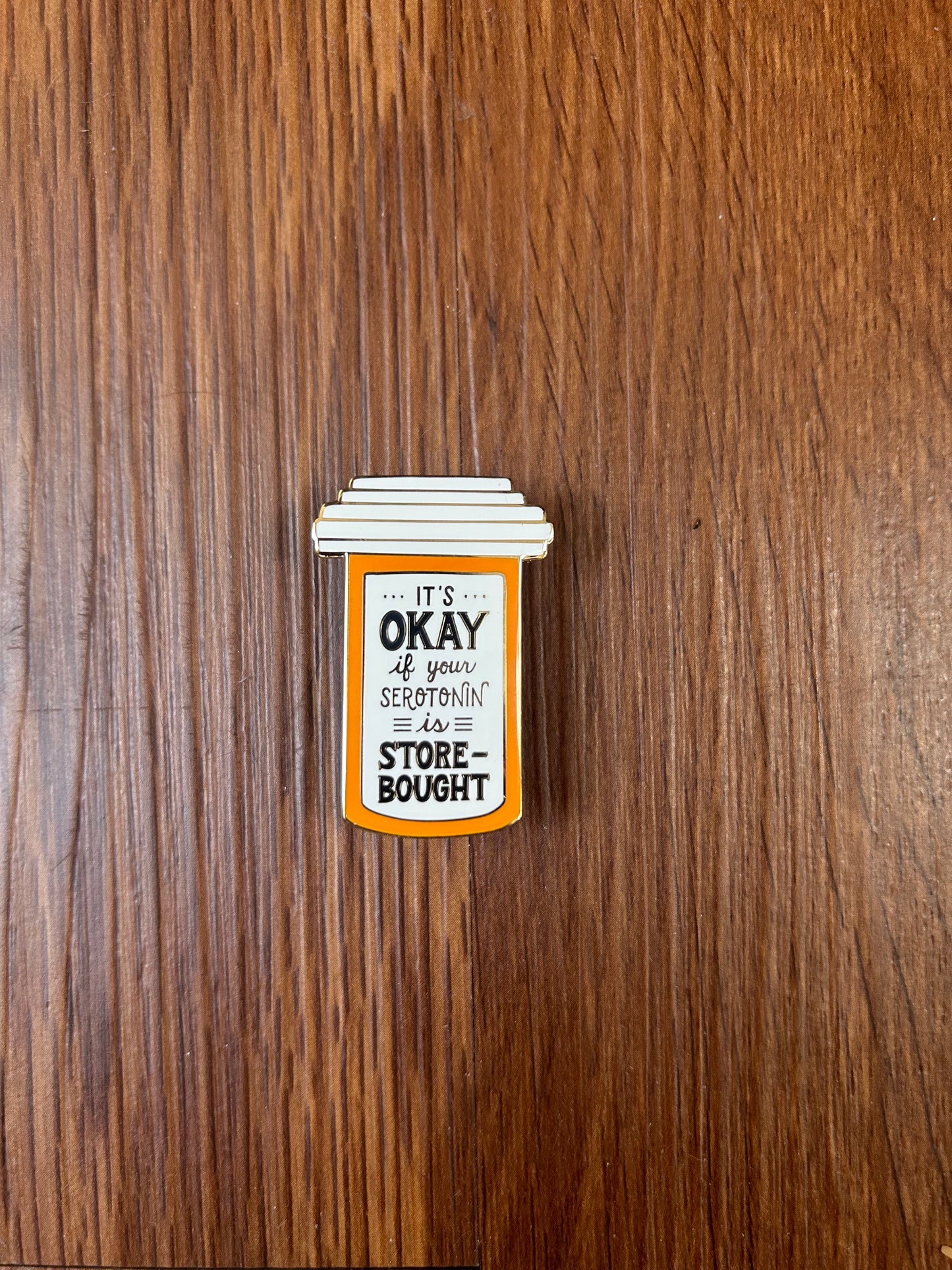 Serotonin Mental Health Gold-Plated Enamel Pin