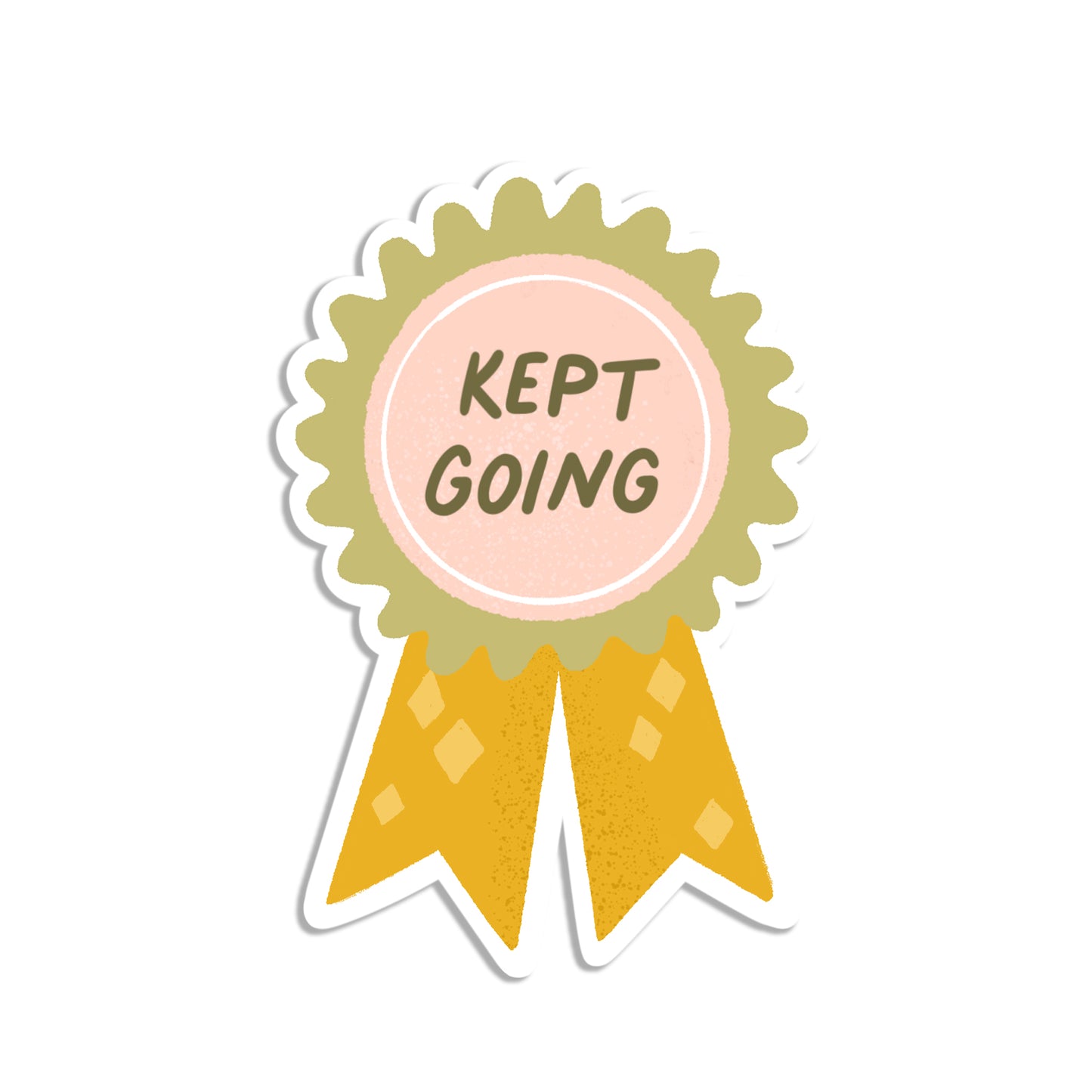 Kept Going Award Ribbon Hand-Lettered Die-cut Sticker