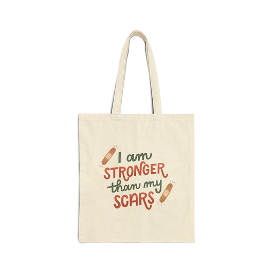 Stronger than my Scars Cotton Canvas Tote Bag