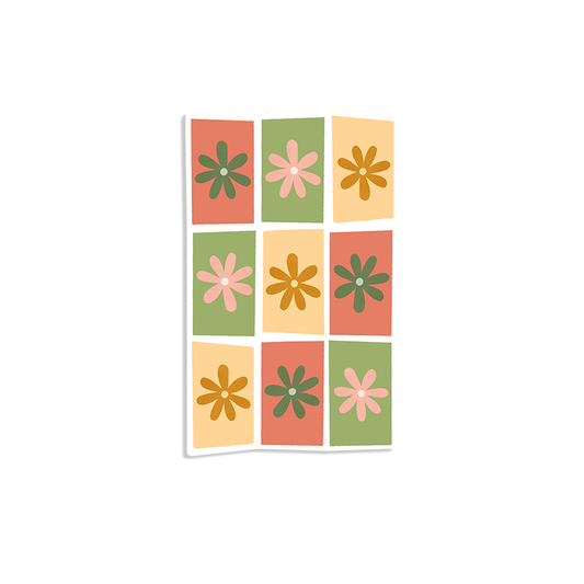Retro Flower Squares Sticker
