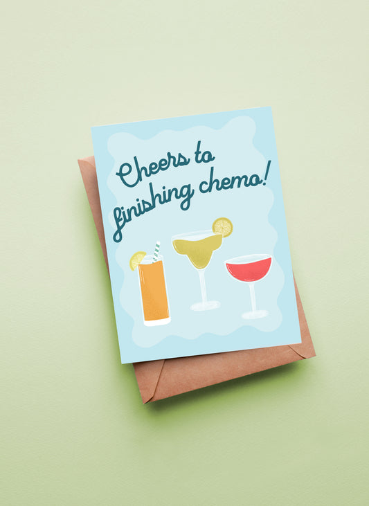 Cheers to Finishing Chemo Cancer Greeting Card