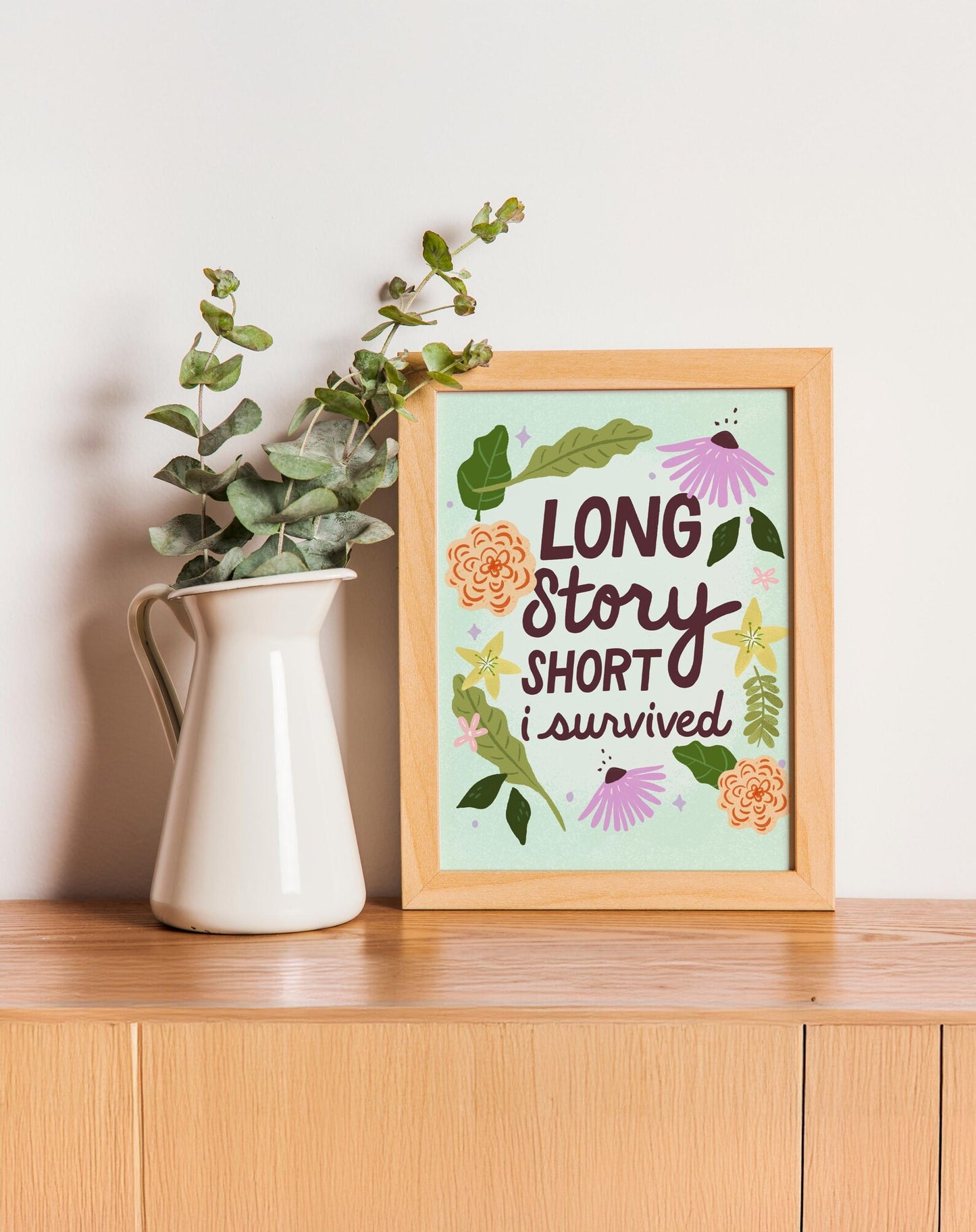 Long Story Short Floral Taylor Lyric Art Print