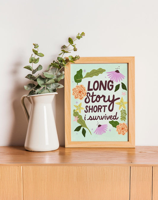 Long Story Short Floral Taylor Lyric Art Print