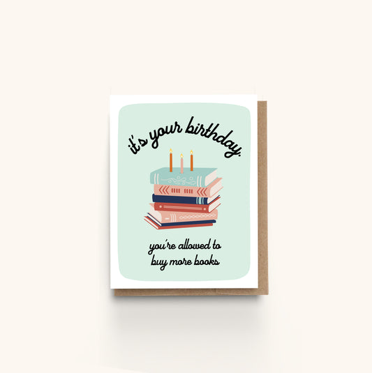 Buy the Books Reading Birthday Greeting Card