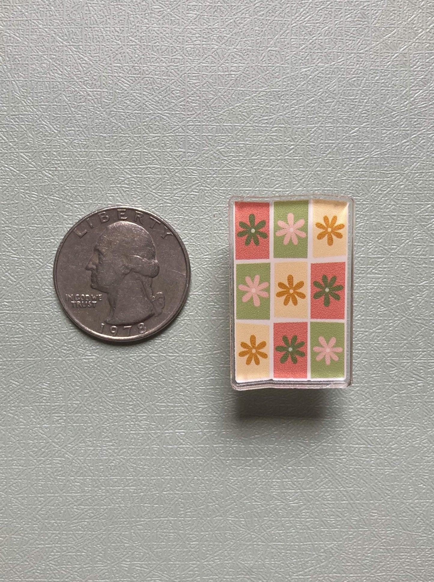 Retro Flower Squares Acrylic Pin - StephKayDesigns