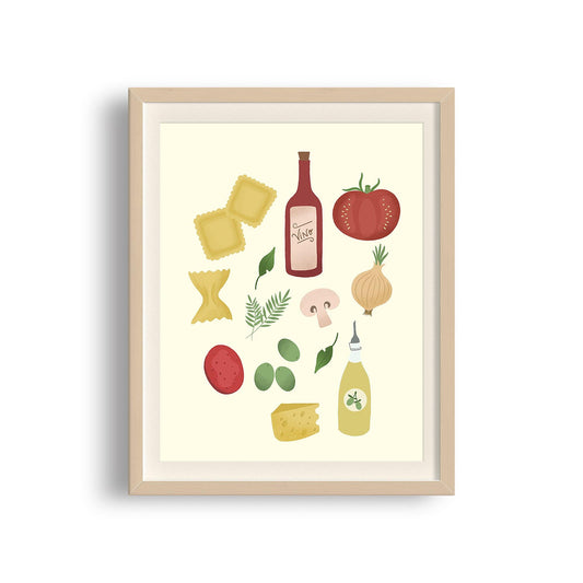 Illustrated Italian Food Art Print - StephKayDesigns