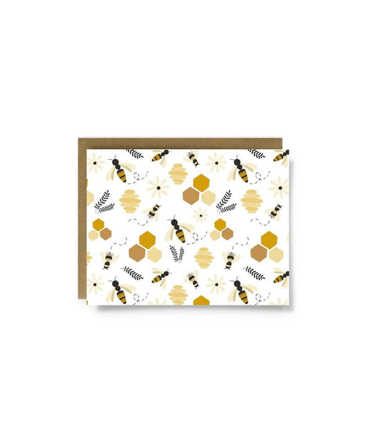 Bee Illustrated Pattern Greeting Card - StephKayDesigns