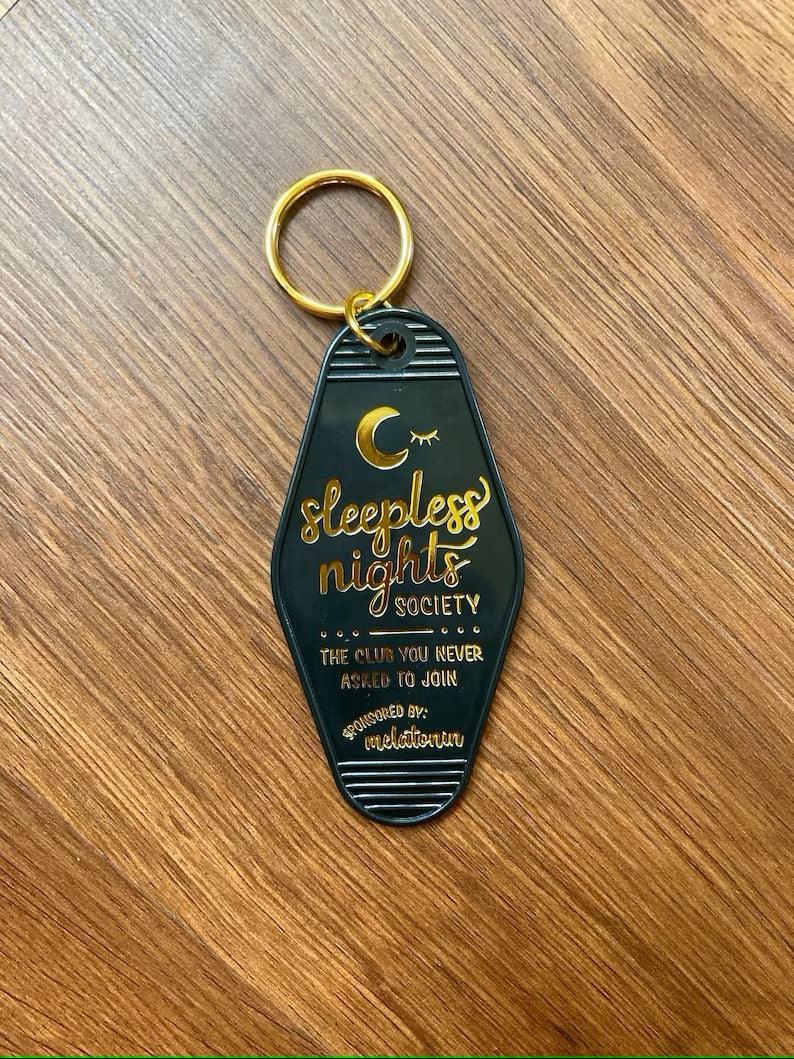 Sleepless Nights Society Funny Motel Keychain - StephKayDesigns