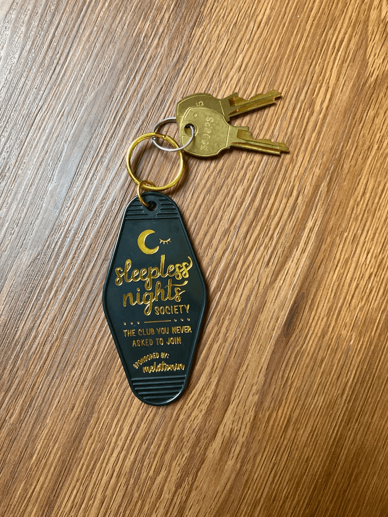 Sleepless Nights Society Funny Motel Keychain - StephKayDesigns